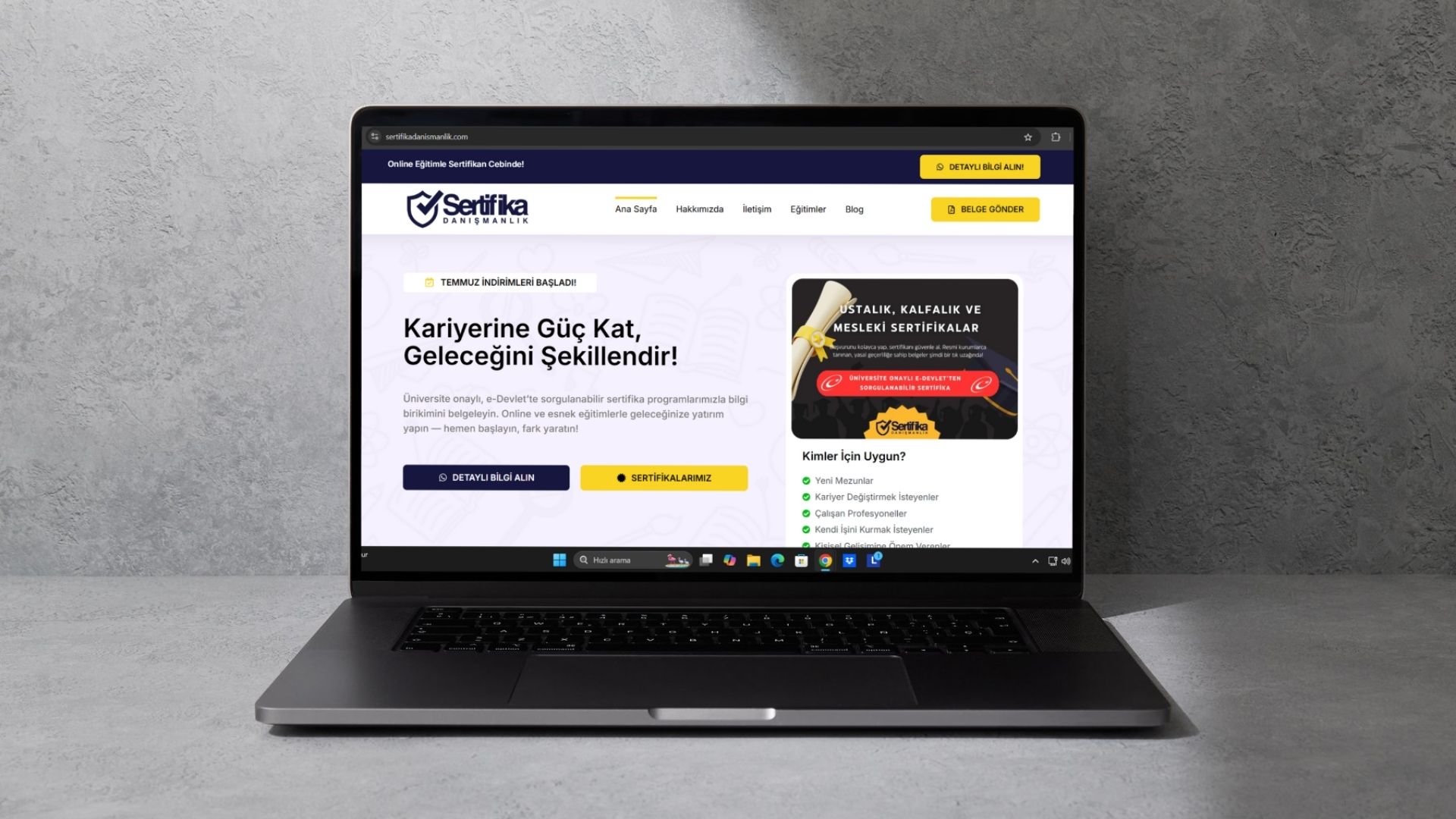 Sertifika Danışmanlık Web Sitesi Tasarımı