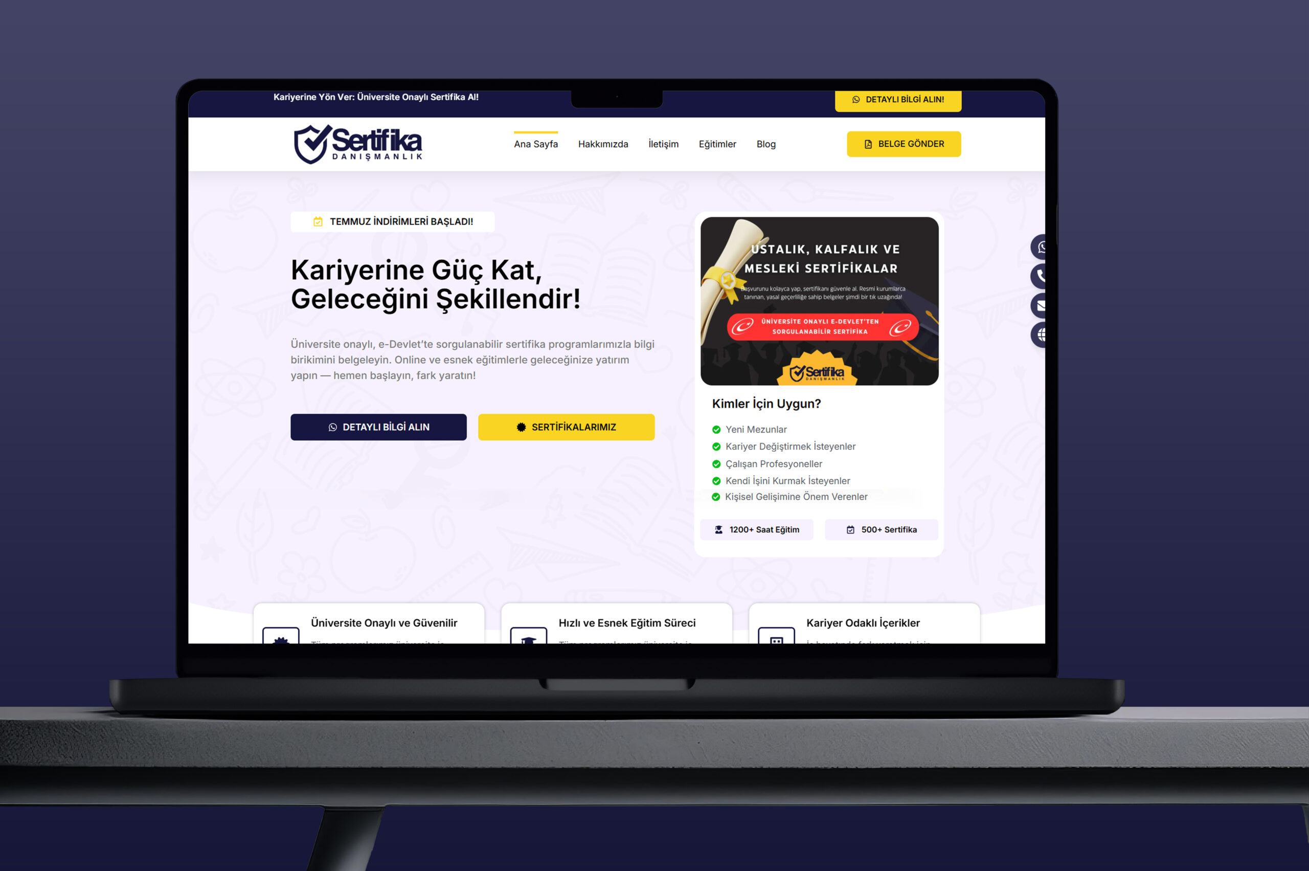 Sertifika Danışmanlık Web Sitesi Önizlemesi